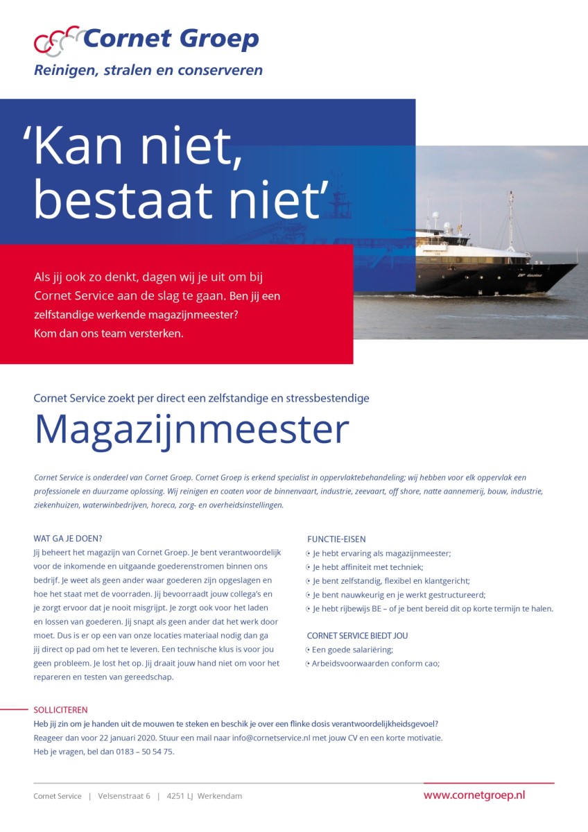 2020-01-07 Cornet groep advertentie 210x297 - Magazijnmeester (002)